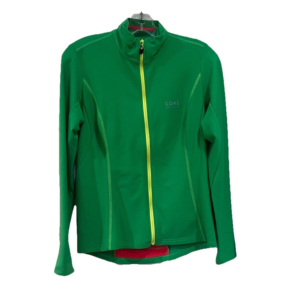 NWOT Gore Bike wear Fleece Lined Soft shell Full Zip Cycling Jacket Green Large